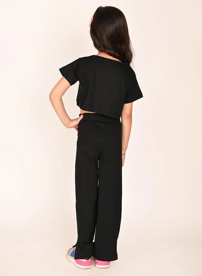 LILPICKS LilPicks Floral Print Crop T-Shirt and Pants Set