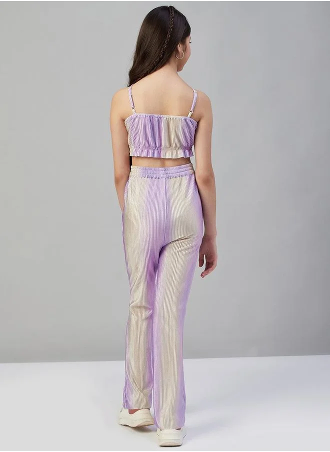 ستايلو بج Plisse Halter Neck Crop Top and Pants Set by Styli