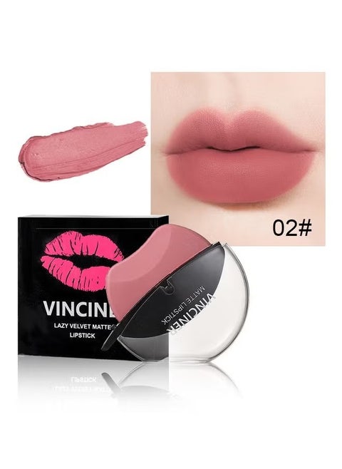 Lazy Velvet Matte Lipstick-Lip shaped lipstick,easy to apply,long-lasting and non-fading matte effect matte lipstick Pink #02