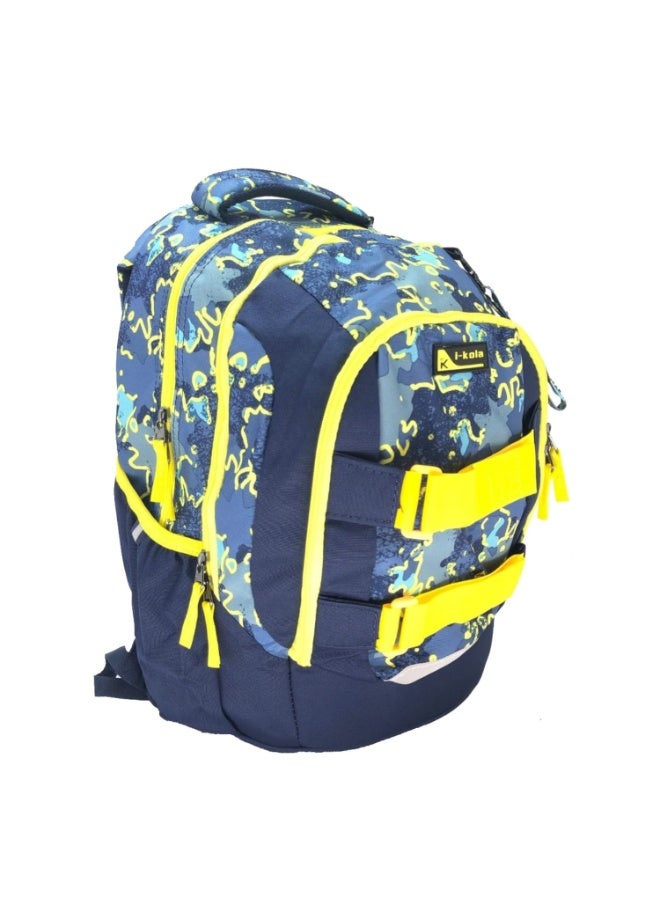 i-kola Green 18" School Bag | School Backpack For Teenagers | 3 Compartments | PVC Material | School Bags | Backpack For School | School Bag For Boys  | School Bag For Girls (I-70022 18BP) - Image 1