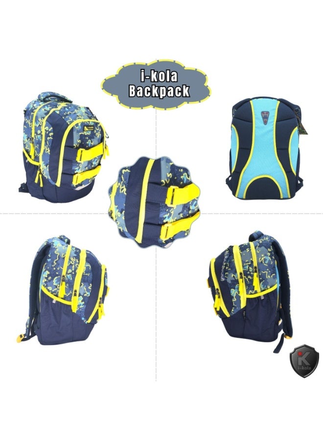 i-kola Green 18" School Bag | School Backpack For Teenagers | 3 Compartments | PVC Material | School Bags | Backpack For School | School Bag For Boys  | School Bag For Girls (I-70022 18BP) - Image 4