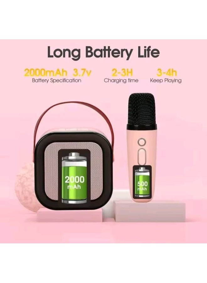 Mini Karaoke Machine for Kids & Adults, Portable Mini Bluetooth Speaker with Wireless Microphone, Most Popular Birthday Gifts Toys for Girls 3, 4, 5, 6, 7, 8, 9, 10, 11, 12+Year Old (lightpink) - Image 2