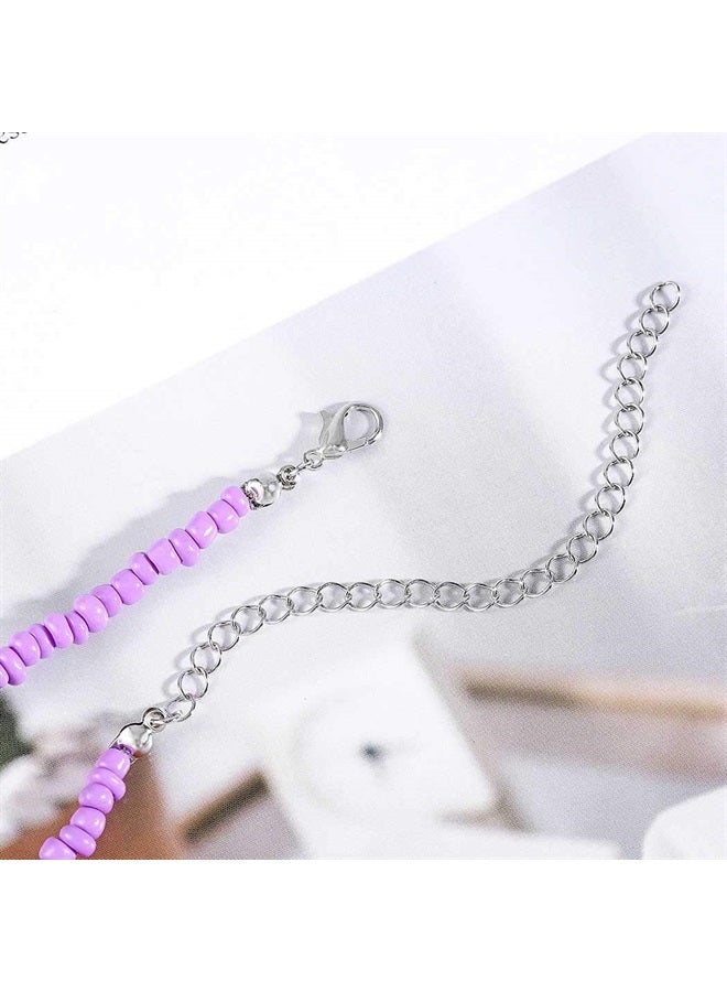 Chicque Boho Choker Necklace Bead Necklace Chain Beach Necklaces Jewelry for Women and Girls (Purple) - Image 4