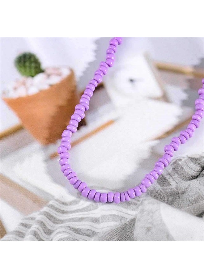 Chicque Boho Choker Necklace Bead Necklace Chain Beach Necklaces Jewelry for Women and Girls (Purple) - Image 2