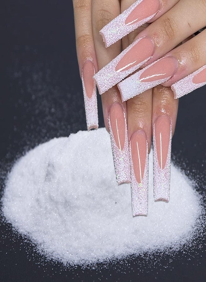 Bellecrey 4Jars Pearl Shiny Silver Nail Glitter Powder White Color Chrome Glitter Pigment Dust Iridescent Nail Gel Polishes Decoration Diamond Aurora Glitter Mermaid Chrome Nails DIY - Image 2