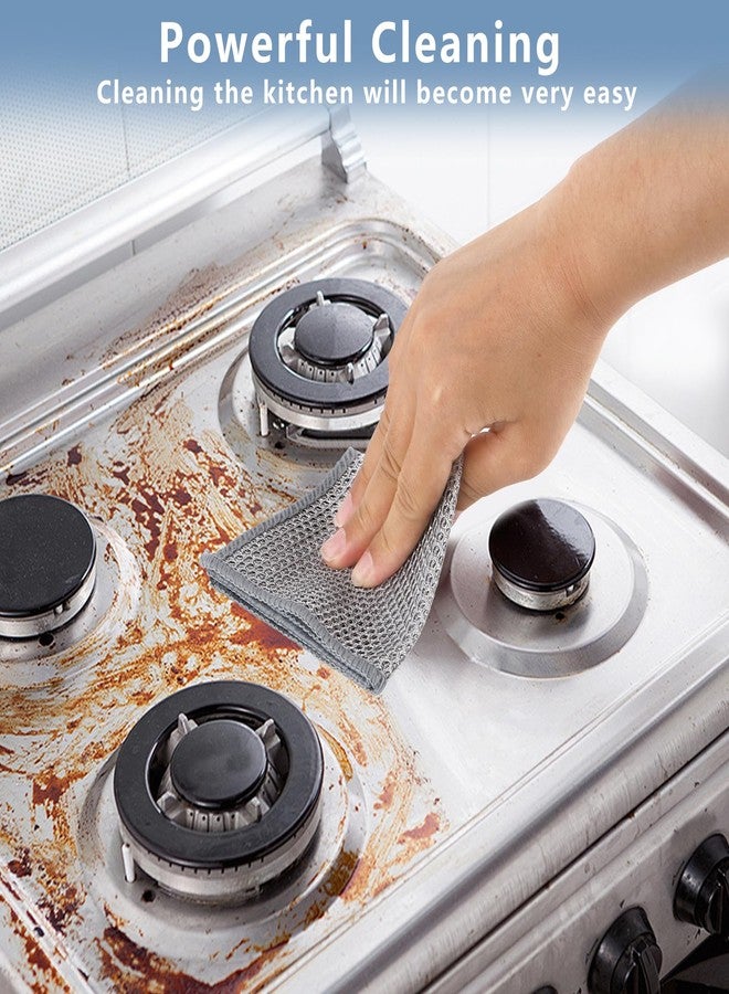 Tecbeauty 30Pcs Multipurpose Wire Dishwashing Rags for Wet and Dry, 7.87" x 7.87" Non Scratch Steel Wire Dishcloth, Double Layer Reusable Metal Cleaning Cloth for Cookware, Sinks, Dishes, Stove Tops - Image 4