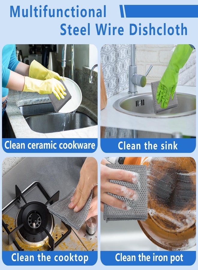 Tecbeauty 30Pcs Multipurpose Wire Dishwashing Rags for Wet and Dry, 7.87" x 7.87" Non Scratch Steel Wire Dishcloth, Double Layer Reusable Metal Cleaning Cloth for Cookware, Sinks, Dishes, Stove Tops - Image 5