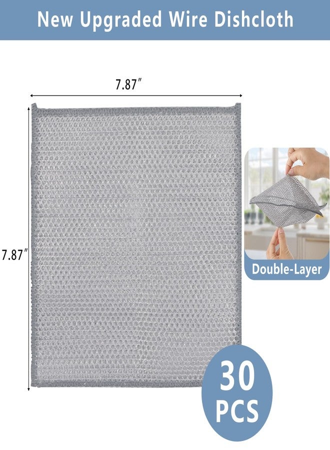Tecbeauty 30Pcs Multipurpose Wire Dishwashing Rags for Wet and Dry, 7.87" x 7.87" Non Scratch Steel Wire Dishcloth, Double Layer Reusable Metal Cleaning Cloth for Cookware, Sinks, Dishes, Stove Tops - Image 2