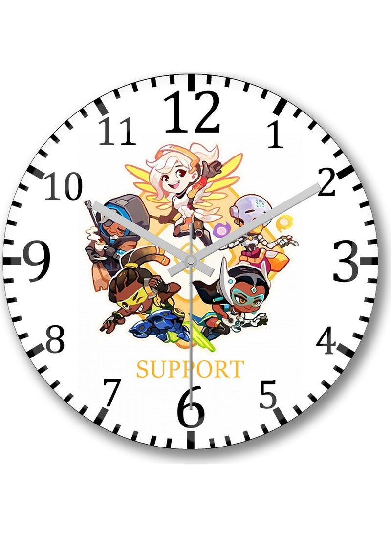 Baskı Dükkanı - Print Shop Overwatch Camiseta Support Wall Clock Curved Real Glass - Image 1