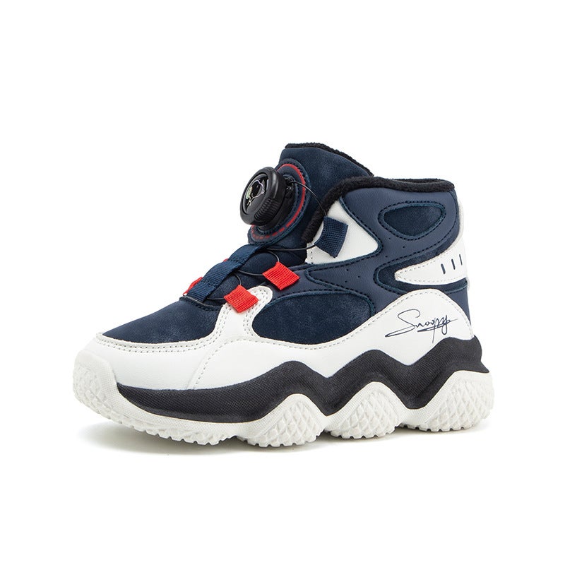 Snoopy Boys' Shoes Big Children'S Fleece-Lined Warm Cotton Shoes Leather Waterproof Outdoor Shoes - Image 1