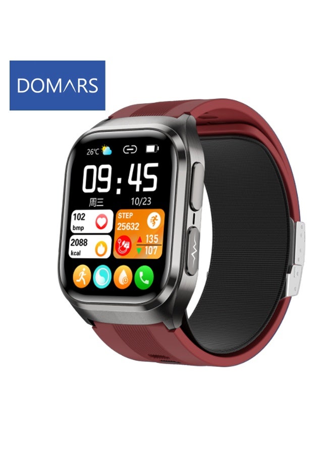 Domars Smartwatch for Women Men Fitness 2.06" HD IPS Touchscreen with Sports Modes Heart Rate Sleep Monitor Waterproof Bluetooth Calls Music Control Smart Watch Compatible with Android and iOS Red - Image 1