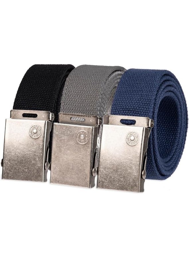 Levi's Men's Cut To Fit 3 Pack Web Belt With One Buckle, black/blue/grey, One Size - Image 1