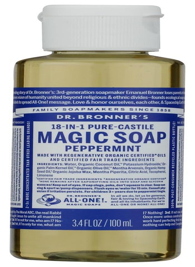Dr. Bronner's Dr. Bronners, Castile Soap Peppermint 18 In 1 Organic, 3.4 Fl Oz - Image 1