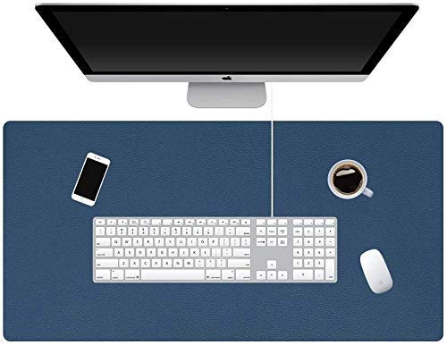 SHIDHMI Extended Mouse Pad/ Desk Mat Blotter for Work from Home/Office/Gaming/College/School/Writing Mat/Vegan PU Leather/Anti-Skid Slip,Reversible Splash-Proof (Dark Blue, 60 X 30) - Image 3