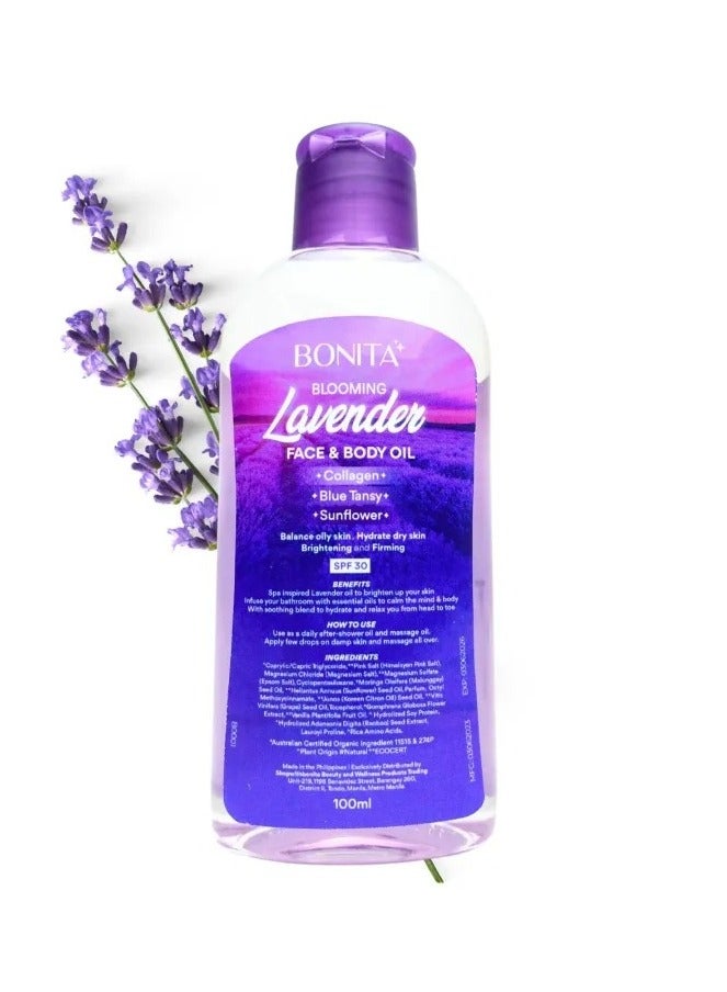 بونيتا زيت اللافندر المزهر للوجه والجسم بعامل حماية من الشمس 30، 100 مل