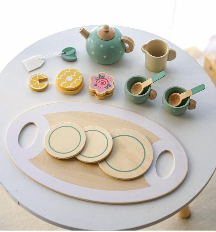 Kidzilla Kids Tea Toy Set with Tea Pot Cups- Wooden, Toddler Girl Boy Afternoon Tea Toy Kitchen Accessories Play Food Playset for Kids Tea Party Toys - Image 2