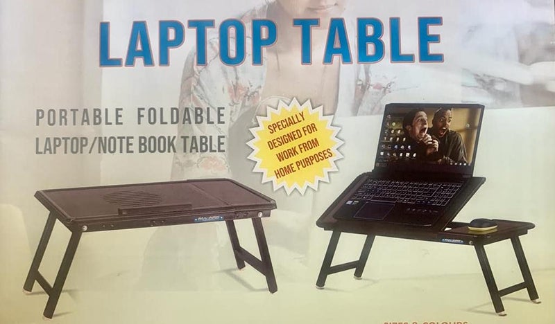 ALLARK Smart Multipurpose Foldable Laptop Table Accommodating Cup Mouse Pen Used as Study Table Bed Table Breakfast Table PortableErgonomic Rounded EdgesNonSlip Wood - Image 2