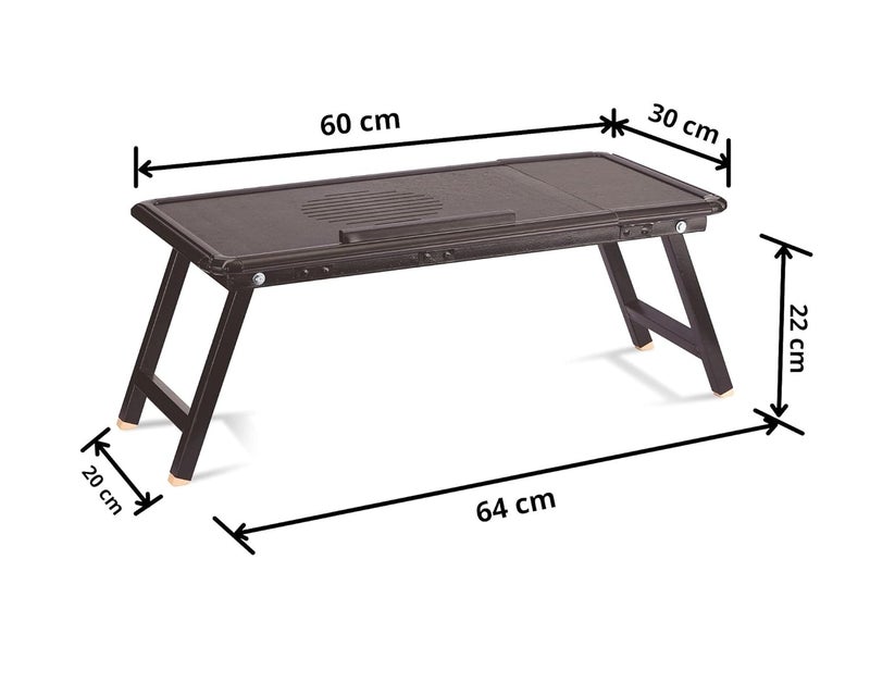 ALLARK Smart Multipurpose Foldable Laptop Table Accommodating Cup Mouse Pen Used as Study Table Bed Table Breakfast Table PortableErgonomic Rounded EdgesNonSlip Wood - Image 3