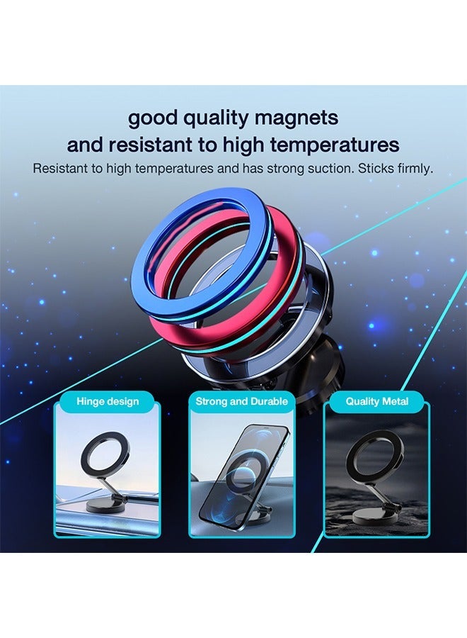 Car phone holder compatible with MagSafe iPhone 360 degree rotation and foldable support for trips and commuting