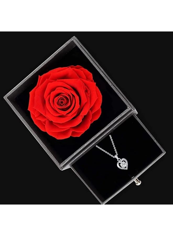 erorex Eternal Rose With Gift Box Cute Preserved Rose Set With I Love You Necklace For Mom Wife Girlfriend On Valentines Day Anniversary Birthday Day Romantic Gifts For Her  - Image 2