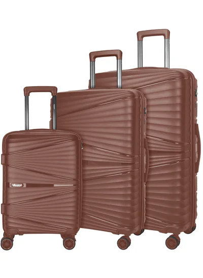SENATOR Hard Case Trolley Luggage Set of 3 For Unisex Polypropylene Lightweight 4 Double Wheeled Suitcase With Built In TSA Type Lock Travel Bag KH1005 Rose Gold