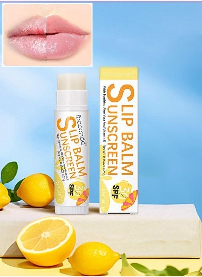 ibcccndc SPF 30 Banana Sunscreen Lip Balm Vegan and Cruelty Free Broad Spectrum UVA/UVB Lip Care with Aloe and Vitamin E for Moisturized Lips  - Image 1