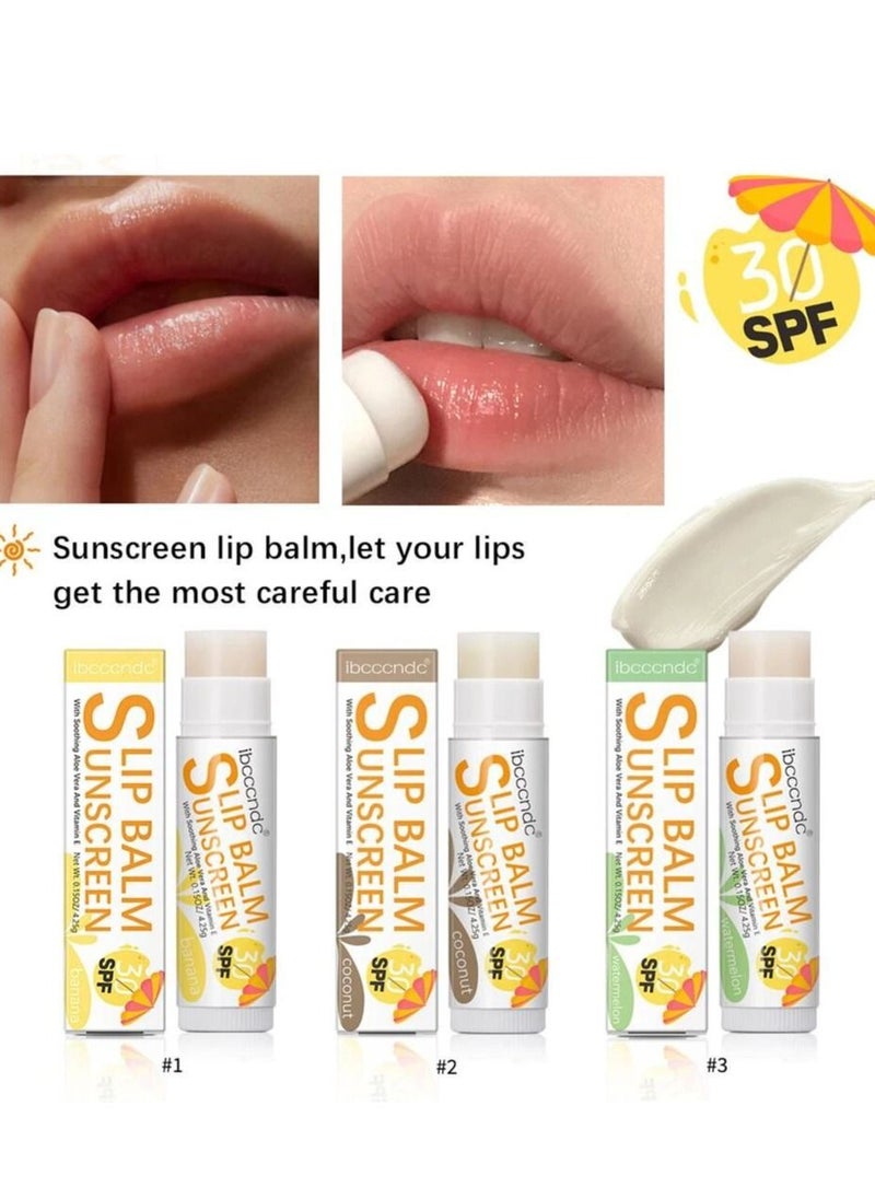 ibcccndc - SPF 30 Banana Sunscreen Lip Balm Vegan and Cruelty Free Broad Spectrum UVA/UVB Lip Care with Aloe and Vitamin E for Moisturized Lips - Image 1