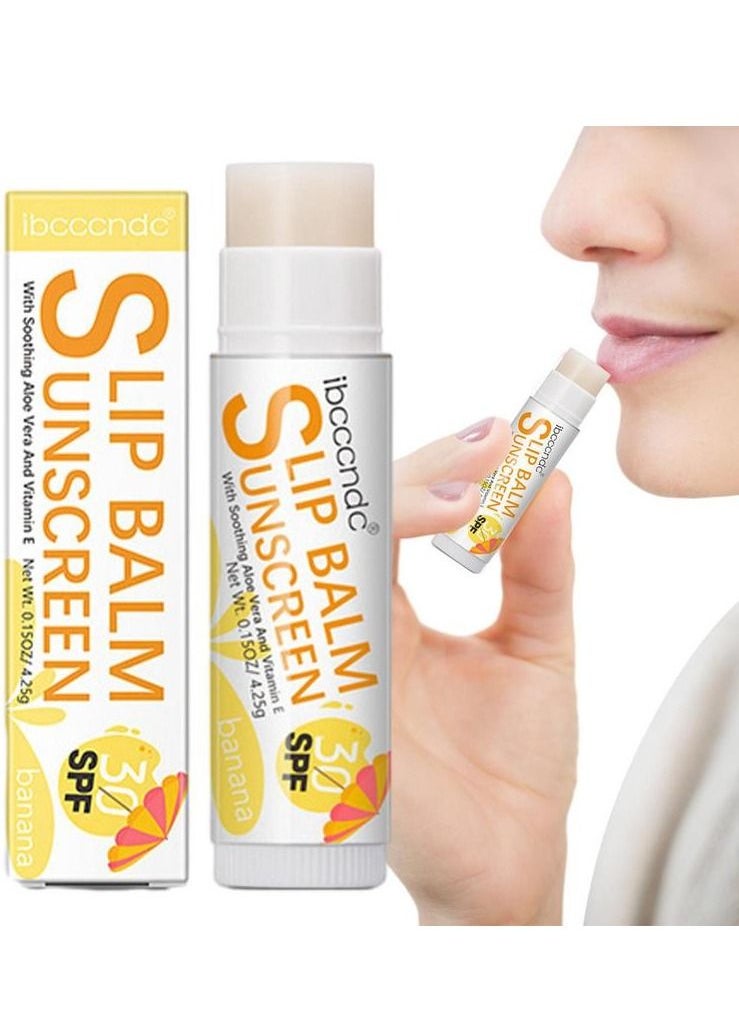 ibcccndc SPF 30 Banana Sunscreen Lip Balm Vegan and Cruelty Free Broad Spectrum UVA/UVB Lip Care with Aloe and Vitamin E for Moisturized Lips  - Image 3