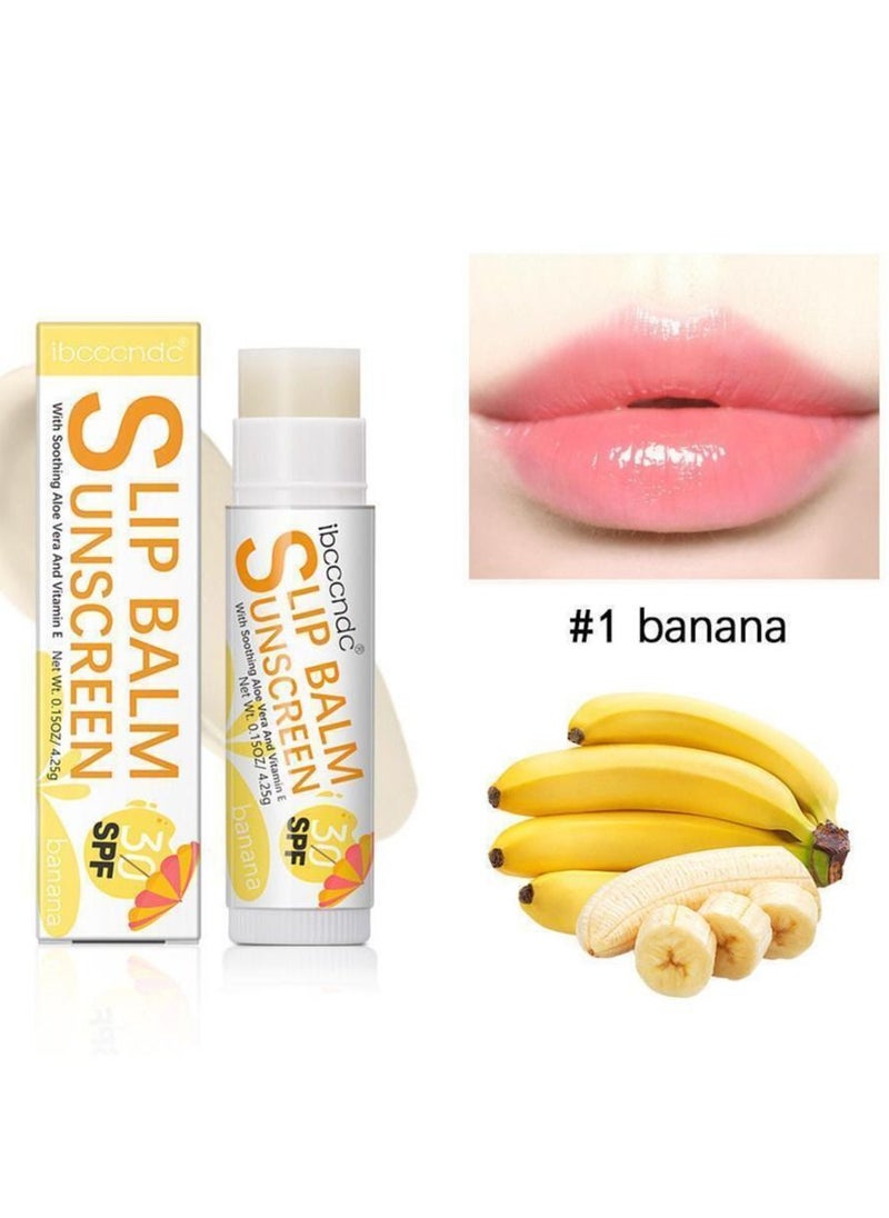 ibcccndc SPF 30 Banana Sunscreen Lip Balm Vegan and Cruelty Free Broad Spectrum UVA/UVB Lip Care with Aloe and Vitamin E for Moisturized Lips  - Image 2