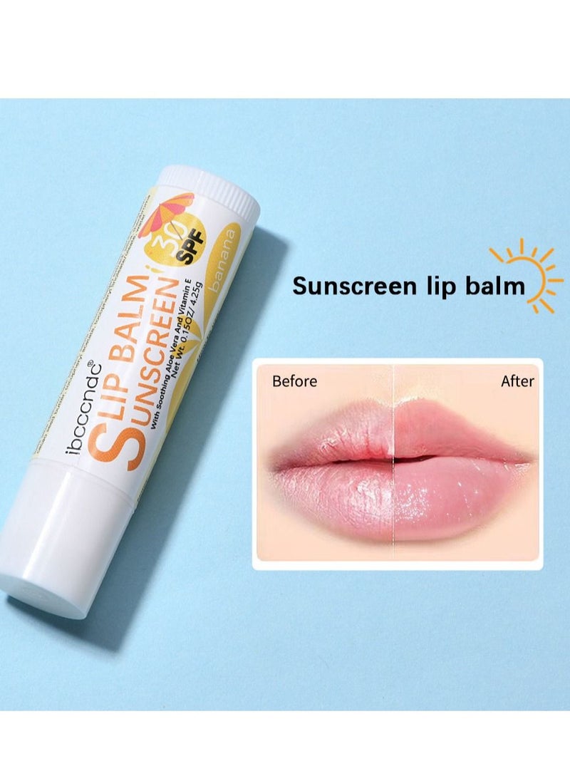ibcccndc SPF 30 Banana Sunscreen Lip Balm Vegan and Cruelty Free Broad Spectrum UVA/UVB Lip Care with Aloe and Vitamin E for Moisturized Lips  - Image 4