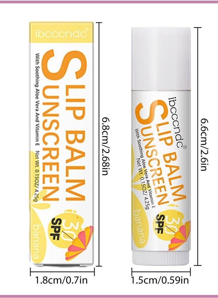 ibcccndc SPF 30 Banana Sunscreen Lip Balm Vegan and Cruelty Free Broad Spectrum UVA/UVB Lip Care with Aloe and Vitamin E for Moisturized Lips  - Image 5