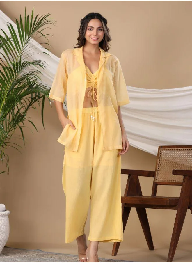 #بي Radiate elegance in this vibrant yellow printed kurta set