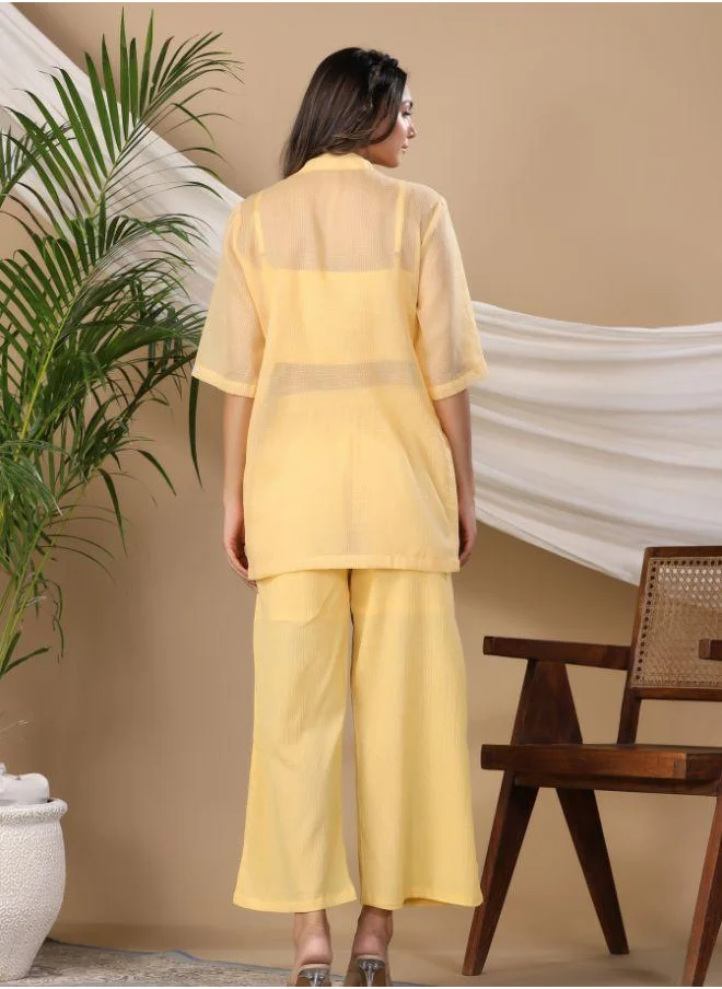 #بي Radiate elegance in this vibrant yellow printed kurta set