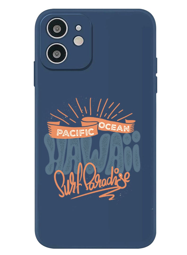 Theodor Protective Slim Fit Case Liquid Silicone Cover with Full Body Protection Anti-Scratch Shockproof Case For iPhone 12 Blue  - Hawaii Surf Paradise Pacific copy - Image 1