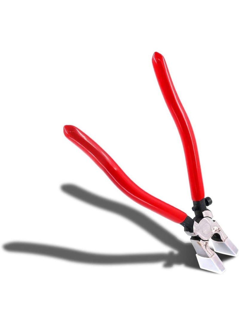 GGOOT Heavy Duty Key Fob Pliers Tool, Metal Glass Running Pliers with Flat Jaws, Studio Running Pliers Attach Rubber Tips Perfect for Key Fob Hardware Install and Stained Glass Work  - Image 2