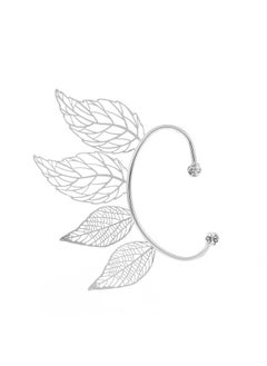 نيبمينينت European And American Simple Fashion Flash Diamond Hollow Leaves Ear Hanging Internet Celebrity Tide Clip Earrings Accessories 