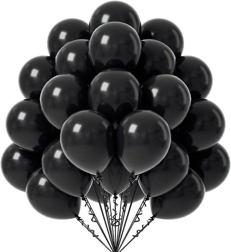 Flyloons 50 pcs Gold Black Silver White Metallic Chrome Balloons for Birthday Decoration items celebration Anniversary Girls Boys Men Women - Image 3