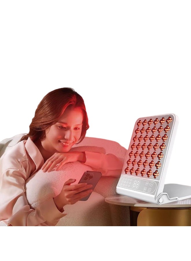 لوحة إضاءة LED احترافية متعددة الأطياف – جهاز تجميل يعمل بالأشعة تحت الحمراء القريبة والضوء الأزرق والأصفر والأحمر لمكافحة الشيخوخة وتهدئة البشرة – مؤقت ذكي – لون فضي - Image 1