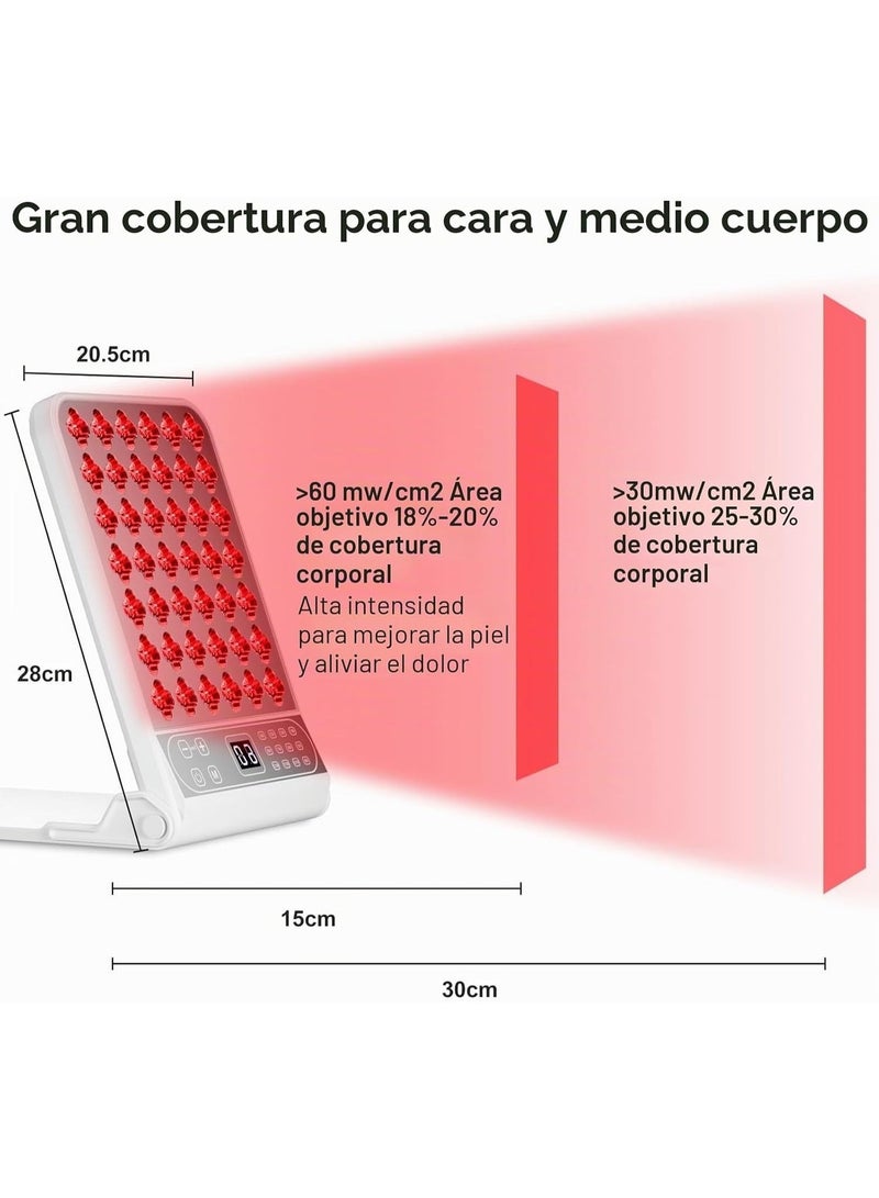 لوحة إضاءة LED احترافية متعددة الأطياف – جهاز تجميل يعمل بالأشعة تحت الحمراء القريبة والضوء الأزرق والأصفر والأحمر لمكافحة الشيخوخة وتهدئة البشرة – مؤقت ذكي – لون فضي - Image 2