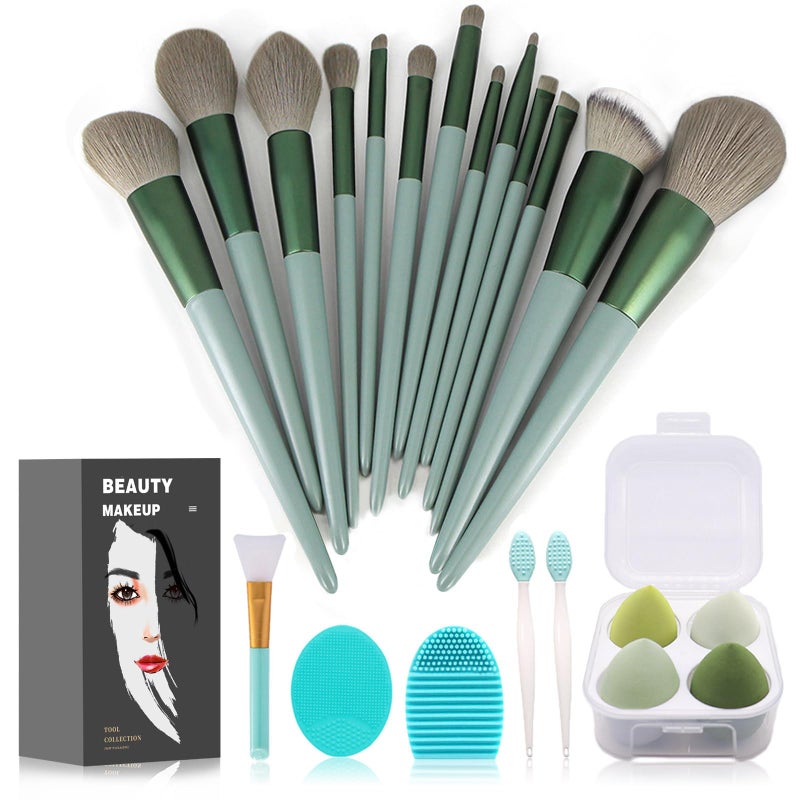 Koccido Makeup Brushes 22 Pcs Makeup Kit,Foundation Brush Eyeshadow Brush Make up Brushes Set (Green, 22 Piece Set Large) - Image 1