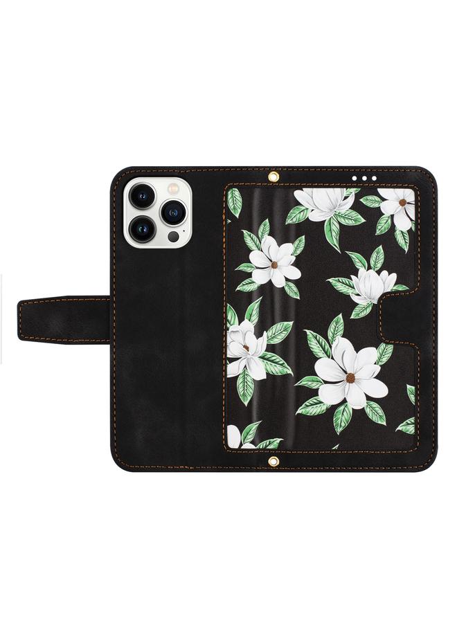 S-TOP Case For iPhone 14 Pro Max Floral Pattern Leather Phone Case with Lanyard - Image 3