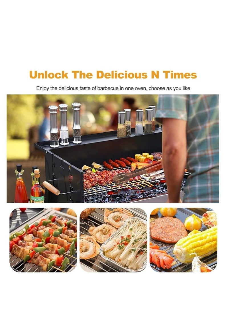 والالا شواية فحم محمولة، شواية شواء من الفولاذ المقاوم للصدأ، شواية شواء كبيرة جدًا في الهواء الطلق مع 3 ارتفاعات قابلة للتعديل، شواية فحم قابلة للفصل مع حامل للطهي في الحديقة والنزهة في الهواء الطلق - Image 3