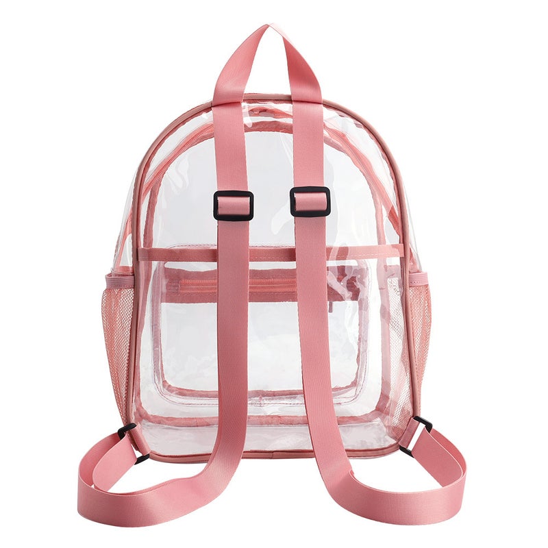 Zipper Pvc Transparent Backpack Large Capacity Fashion Backpack Male and Female Students Simple Waterproof Personalized Storage School Bag(Pink) - Image 3