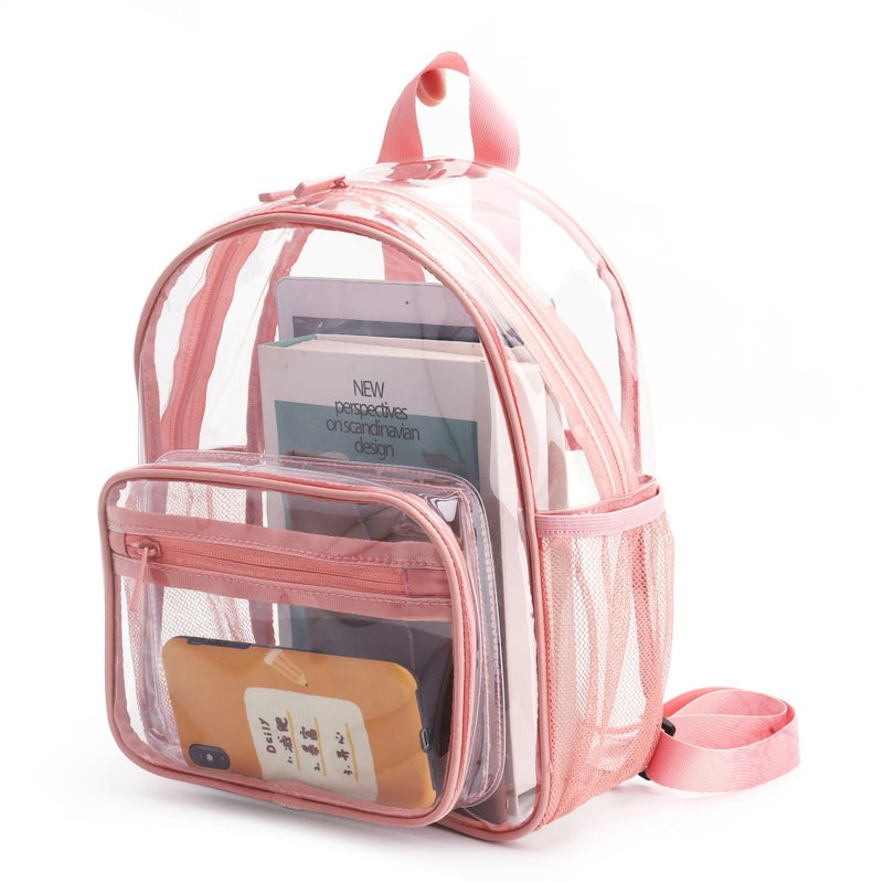 Zipper Pvc Transparent Backpack Large Capacity Fashion Backpack Male and Female Students Simple Waterproof Personalized Storage School Bag(Pink) - Image 2