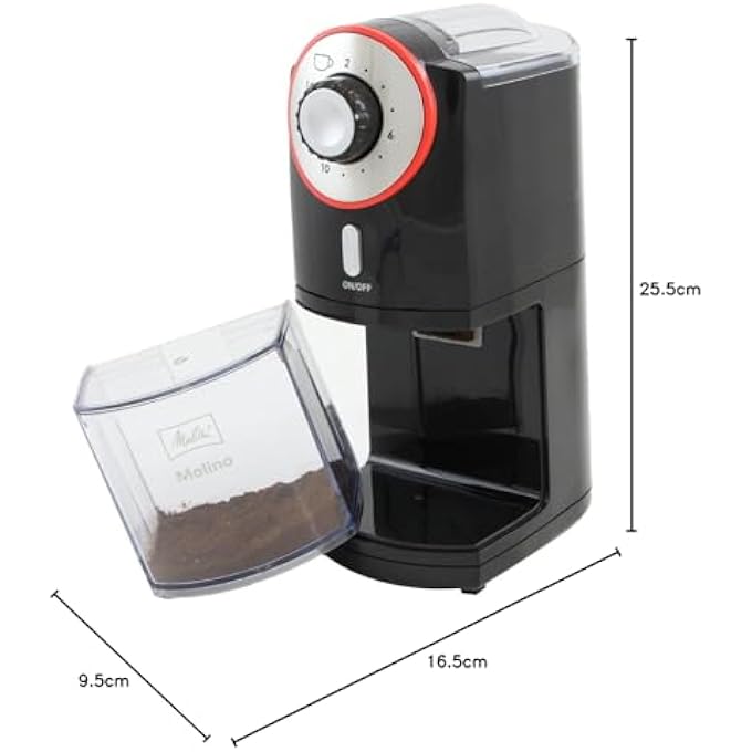 Melitta Molino Electric Coffee Beans Grinder Black Red - Image 5