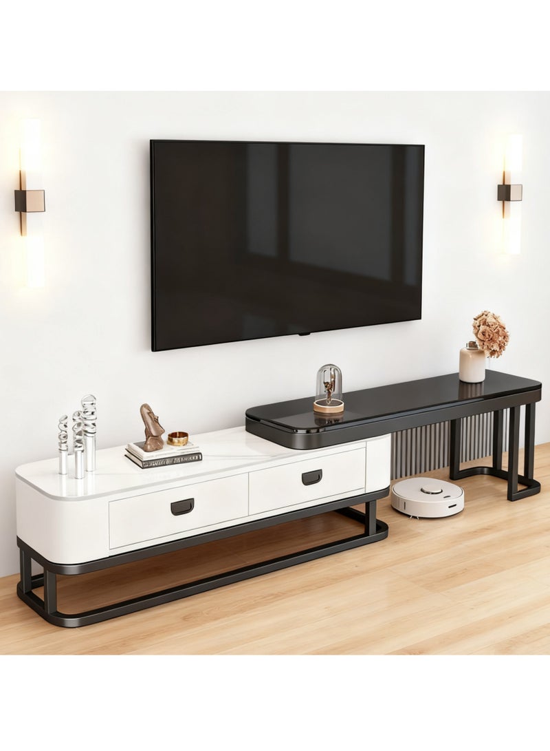 غرانفين طاولة تلفزيون عصرية فاخرة: خزانة زجاجية مقواة بمقاس 200×35×41 سم مع درجين - بديل أنيق من الزجاج للخشب - Image 2