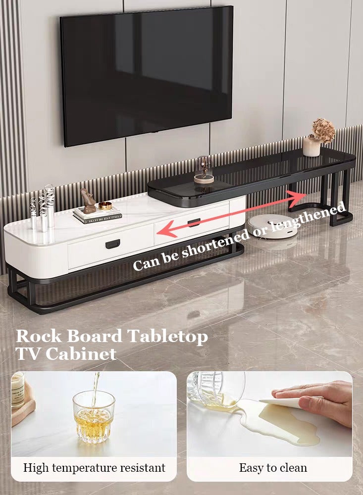 غرانفين طاولة تلفزيون عصرية فاخرة: خزانة زجاجية مقواة بمقاس 200×35×41 سم مع درجين - بديل أنيق من الزجاج للخشب - Image 4