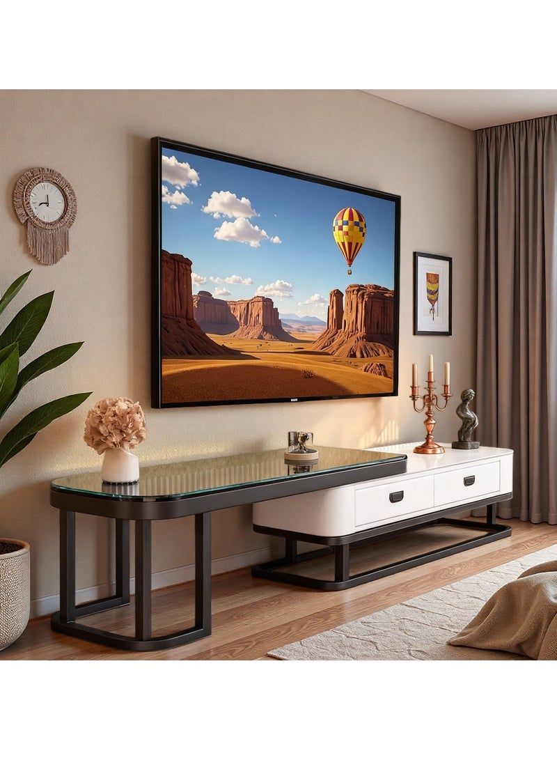 غرانفين طاولة تلفزيون عصرية فاخرة: خزانة زجاجية مقواة بمقاس 200×35×41 سم مع درجين - بديل أنيق من الزجاج للخشب - Image 3