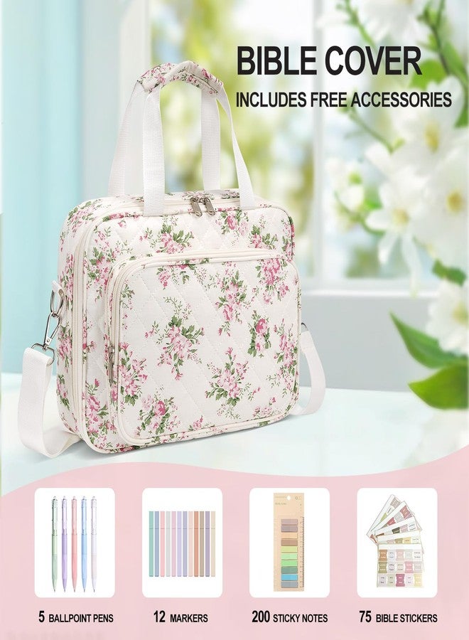 honitty Bible Bag, Bible Cover Case for Women, Quilted Bible Cover with Shoulder Strap, Bible Bags for Women Organizer - Image 3