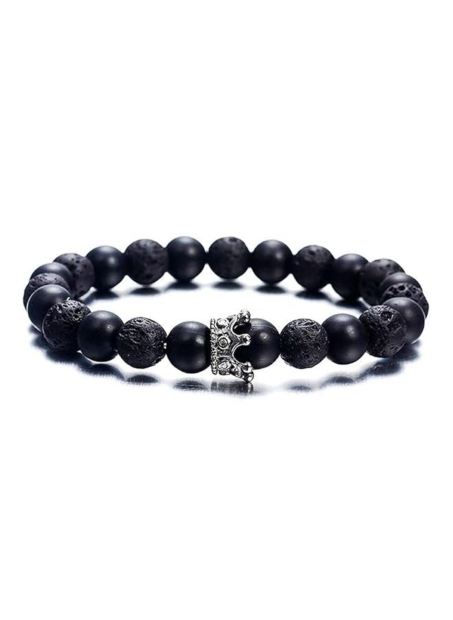 YELLOW CHIMES - 2 Pcs King Queen Crown Charm Natural Stone Couple Bracelet For Women And Men 2 Pcs - Image 1